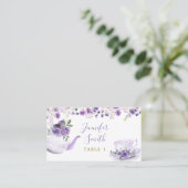 パープルフローラブライダルシャワーティーパーティー座席表 プレイスカード (スタンド正面)