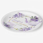 パープルフローラブライダルシャワーティーパーティー紙プレート ペーパープレート (アングル)