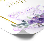 パープルフローラブライダルシャワーティーフォトブースの看板 ポスター (角)