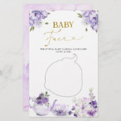 パープルフローラブライダルシャワーティーベビー顔ゲーム (正面/裏面)