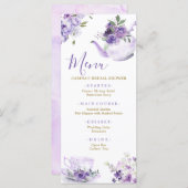 パープルフローラブライダルシャワーティーメニューカード メニュー (正面/裏面)