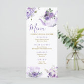 パープルフローラブライダルシャワーティーメニューカード メニュー (スタンド正面)