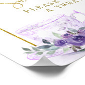 パープルフローラブライダルシャワーティーラブズスイートサイン ポスター (角)