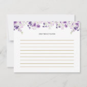 パープルフローラブライダルシャワーティーレシピカード 招待状 (裏面)