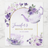 パープルフローラブライダルシャワーティーワインボトルラベル ワインラベル (シングルラベル)