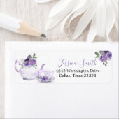 パープルフローラブライダルシャワーティー住所 シール (インサイチュ)