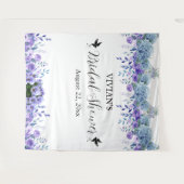 パープルフローラブライダルシャワーフォトブース背景 タペストリー (正面(横))