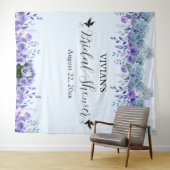 パープルフローラブライダルシャワーフォトブース背景 タペストリー (インサイチュ(横))