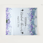 パープルフローラブライダルシャワーフォトブース背景 タペストリー (正面(横))