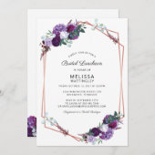 パープルフローラブライダルシャワールンチョン 招待状 (正面/裏面)