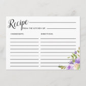 パープルフローラブライダルシャワーレシピカード エンクロージャーカード (正面)