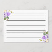 パープルフローラブライダルシャワーレシピカード エンクロージャーカード (裏面)