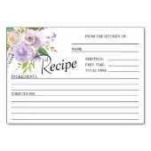 パープルフローラブライダルシャワーレシピカード テーブルナンバー (正面)