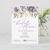 パープルフローラブライダルシャワー招待 招待状 (スタンド正面)
