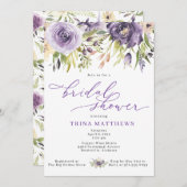 パープルフローラブライダルシャワー招待 招待状 (正面/裏面)