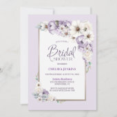パープルフローラブライダルシャワー招待 招待状 (正面)