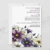 パープルフローラブライダルシャワー招待 招待状 (正面)