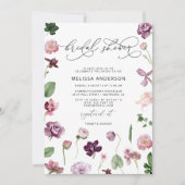 パープルフローラブライダルシャワー招待 招待状 (正面)