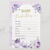 パープルフローラブライダルシャワー茶のベビー予測 (正面/裏面)