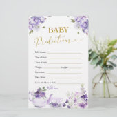 パープルフローラブライダルシャワー茶のベビー予測 (スタンド正面)