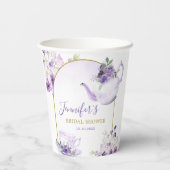 パープルフローラブライダルシャワー茶パーティー紙カップ 紙コップ (裏面)