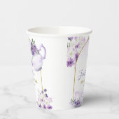 パープルフローラブライダルシャワー茶パーティー紙カップ 紙コップ (左)
