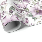 パープルフローラブライダルシャワー誕生日結婚Her's ラッピングペーパー (ロールコーナー)