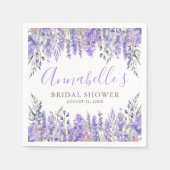 パープルフローラブライダルシャワー スタンダードカクテルナプキン (正面)
