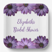 パープルフローラブライダルシャワー ペーパープレート (正面)