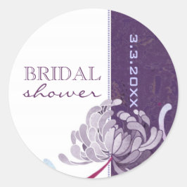 パープルフローラブライダルシャワー ラウンドシール