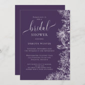パープルフローラブライダルシャワー 招待状 (正面/裏面)