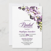 パープルフローラブライダルシャワー 招待状 (正面)