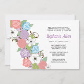 パープルフローラブライダルシャワー 招待状 (正面)