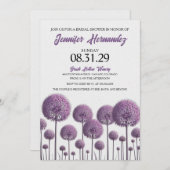 パープルフローラブライダルシャワー 招待状 (正面/裏面)