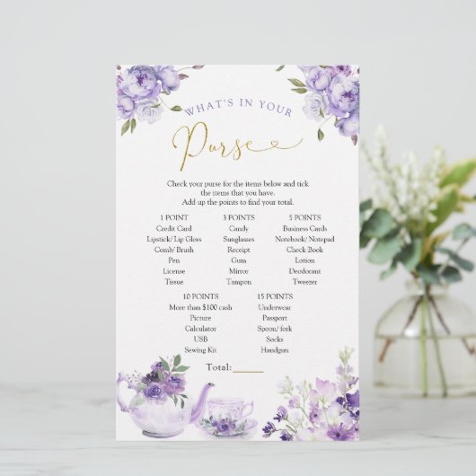 パープルフローラブライダルティーあなたの財布のゲームの中に何がある (スタンド正面)