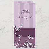 パープルフローラブライダルルンチョン招待状カード 招待状 (正面/裏面)