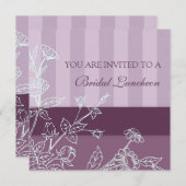パープルフローラブライダルルンチョン招待状カード 招待状 (正面/裏面)
