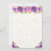 パープルフローラブラウンヘアプリンセス誕生日パーティー 招待状 (裏面)