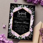 パープルフローラブラックSweet sixteen16誕生日 招待状<br><div class="desc">パープルフローラブラックSweet sixteen16誕生日</div>
