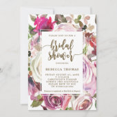 パープルフローラブラモダンイダルシャワーの招待 招待状 (正面)