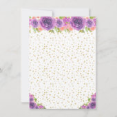 パープルフローラブルネットヘアプリンセス誕生日パーツ サンキューカード (裏面)