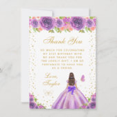 パープルフローラブルネットヘアプリンセス誕生日パーツ サンキューカード (正面)