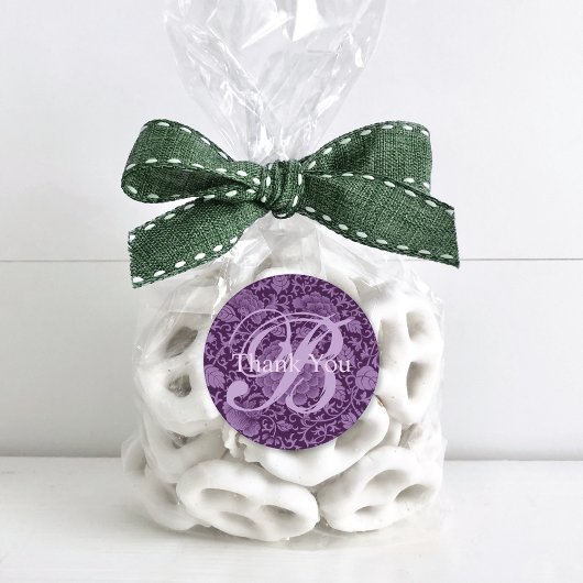 パープルフローラブロケードMonogramありがとう ラウンドシール