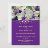 パープルフローラブロッサム結婚式招待状 招待状 (正面)