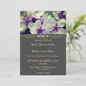 パープルフローラブロッサム結婚式招待状 招待状 (スタンド正面)