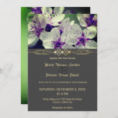 パープルフローラブロッサム結婚式招待状 招待状 (正面/裏面)