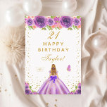 パープルフローラブロンドヘアガールハッピーバースデー カード<br><div class="desc">この華エレガントやかな誕生日カードはパーソナライズされた、娘、孫娘、姪、友人などの名前やタイトルを付けることができる。このデザインは、金髪の美しい王女と紫のボールガウンに美しい肌を備えている。この文字は、手書きのスクリプトとモダンサンセリフのフォントを組み合わせて、上品で洗練された外観を実現する。フローラの配置、蝶や金ゴールド紙吹雪は、素朴でシックな完璧なブレンドを作成する。グラフィックス(www.etsy.com/uk/shop/SunflowerDayLove)</div>