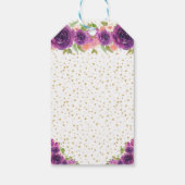 パープルフローラブロンドヘアガールハッピーバースデー ギフトタグ (裏面)