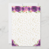 パープルフローラブロンドヘアプリンセス誕生日パーティー 招待状 (裏面)