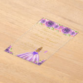 パープルフローラブロンドヘアプリンセスSweet sixteen アクリル招待状 (レイダウン)